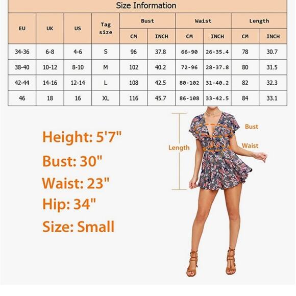 Playful Fall floral print Romper Size Extra Large Womens Spring - Picture 4 of 5